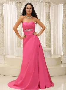 Rose Pink Sweetheart Ruched Appliques Prom Dress