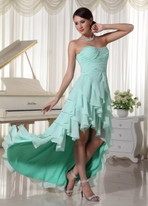 Apple Green Layered High Low Prom Dress Sweetheart