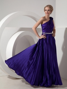 Purple One Shoulder Elastic Woven Prom Dress