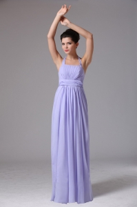 Custom Made Lilac Halter Ruched Prom Dress