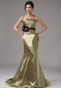 Mermaid Elastic Woven Olive Green Prom Dress