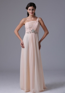 Empire Baby Pink One Shoulder Prom Dress