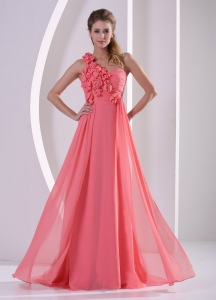 One Shoulder Watermelon Prom Evening Dress