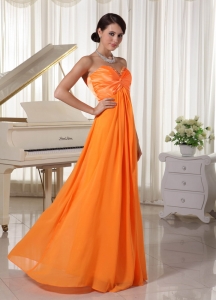 Orange Sweetheart Beaded Evening Dress Chiffon