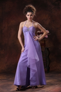 Formal Evening Prom Dress Halter Beading Lilac
