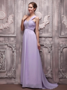 Lilac Evening Dress Empire One Shoulder