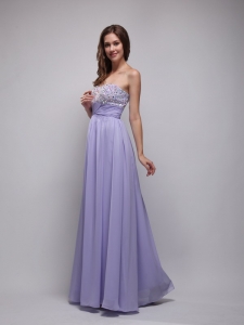 Lilac Empire Strapless Beading Prom Dress