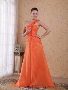 Orange Empire One Shoulder Prom Dress