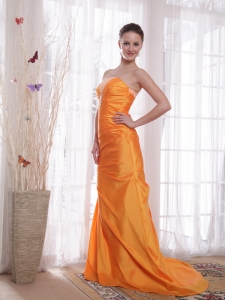 Orange Mermaid Taffeta Beading Prom Dress