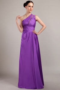 Purple Empire One Shoulder Beading Prom Dress