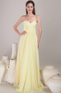 Yellow Empire Sweetheart Neck Pleats Bridesmaid Dress
