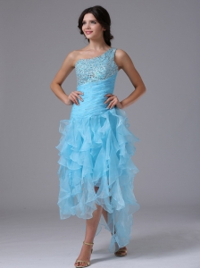 High-low Beading One Shoulder and Bust Prom Dress