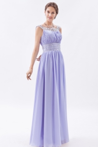 Lilac Scoop Chiffon Beading Prom Dress