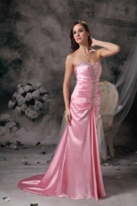 Rose Pink Empire Sweetheart Evening Dress