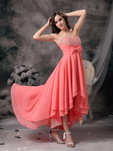 Prom Dress Sweetheart High-low Watermelon Red