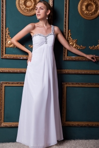 White Prom Dress One Shoulder Beading
