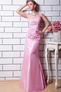 Column Sweetheart Beading Prom Dress Pink