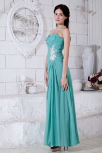 Turquoise Empire Sweetheart Ankle-length Prom Dress