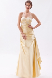 Sweetheart Floor-length Yellow Beading Prom Dress