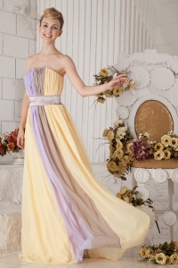 Prom Dress Yellow and Lilac Colorful Strapless