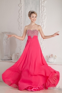 Hot Pink Empire Sweetheart Beading Prom Dress