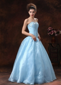 Baby Blue Appliques Bodice and Sweetheart Prom Dress