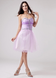 Lilac Prom Cocktail Dress Beaded Sweetheart Mini-length