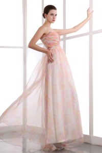 Colorful Empire Sweetheart Printing Ruch Prom Dress