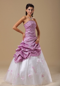 Embroidery Prom Gown Ruched and Hand Made Flowers