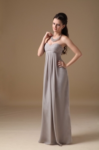 Grey Empire Prom Dress Sweetheart Chiffon Ruch
