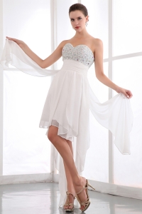 White Prom Dress Sweetheart Asymmetrical Chiffon Beading