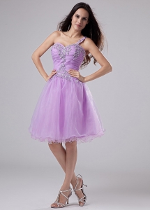Lavender One Shoulder Prom Homecoming Dress Appliques