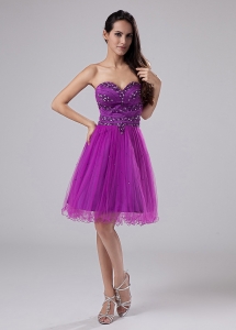Purple Sexy Prom Dress With Beaded Decorate Sweetheart