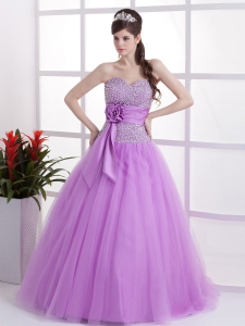Lavender Sweetheart Prom Dress Hand Made Flower Beaded Decorate