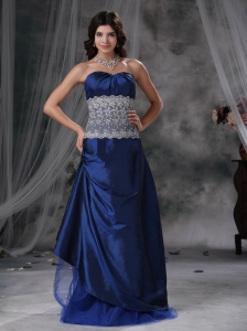 Blue Column Sweetheart Floor-length Lace Prom / Party Dress