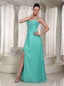 Customize Turquoise High Slit Prom Dress For Party 2013