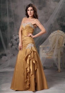 Mermaid / Trumpet Sweetheart Taffeta Beading Gold Prom Dress