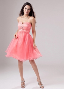 Sweetheart A-Line Beading Mini-length Prom Dress Watermelon