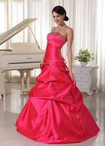 Custom Made Hot Pink With Beading Prom Dress With Pick-ups