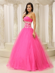 A-line Prom Dress With Sweetheart and Appliques Decorate Tulle