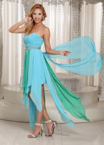 Sweetheart Beaded Decorate Waist Prom Dress in Aque Blue