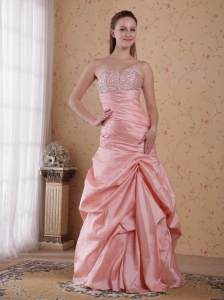 Baby Pink Sweetheart Taffeta Beading Ruch Prom / Celebrity Dress