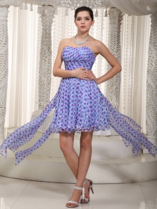 High-low Print Ruched Sweetheart Prom / Cocktail Dress