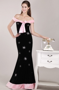 Black and Pink Mermaid Off-the-shoulder Prom / Evening Dress