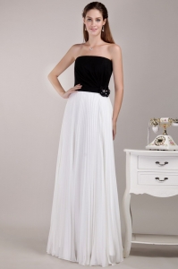 Black and White Strapless Chiffon Ruffles Prom Dress