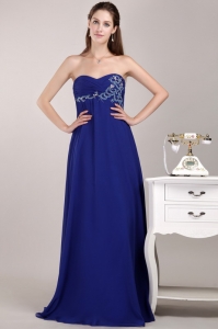 Royal Blue Floor-length Chiffon Beading Prom / Evening Dress