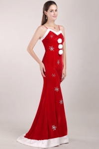 Red and White Mermaid Prom Dress with Straps and Beading