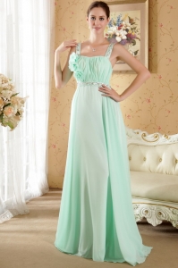 Apple Green Prom / Evening Dress with Straps Brush Train Beading