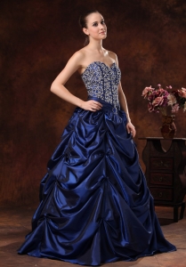 Beaded Navy Blue Prom / Evening Dress Pick-ups A-line
