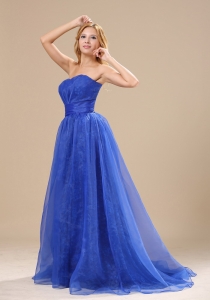 Blue Organza Simple Style 2013 Prom / Evening dress with Sash